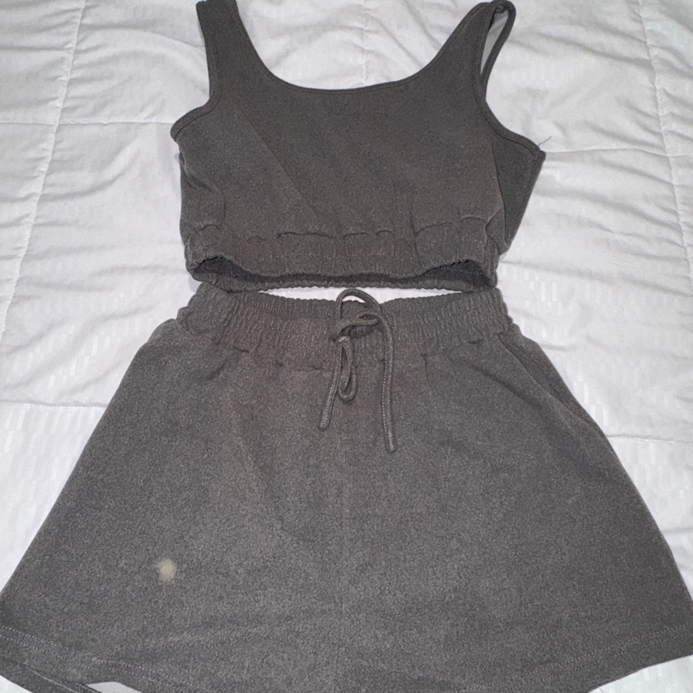Gray Two-Piece Tank and Shorts Set